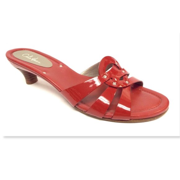 COLE HAAN Red Patent Leather Slide Sandals 8.5 - Picture 1 of 7